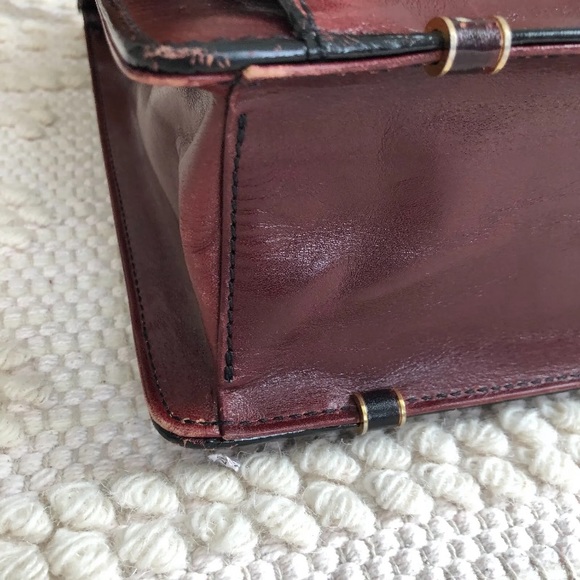 Vintage/Crafted in USA Yamani Genuine Leather Men's Purse/Briefcase Burgundy - Picture 16 of 16